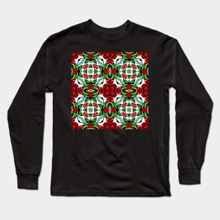 Red and Green Christmas Pattern Number 3 Long Sleeve T-Shirt